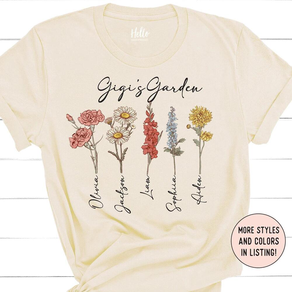 Gigi Garden Shirt, Mothers Day Gift For Gigi, Birth Month Flowers Tees